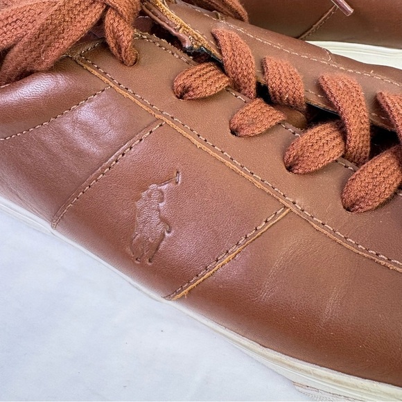 POLO RALPH LAUREN Brown Genuine Leather Sayer Sneakers 11D - Picture 5 of 14